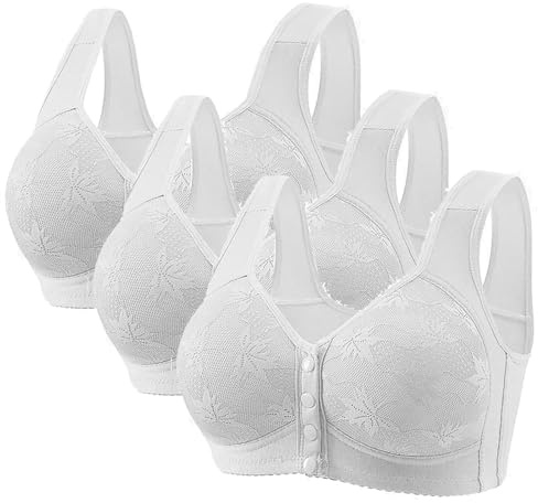 Lot de 3 soutiens-gorge d'allaitement pour l'allaitement, soutien-gorge sans fil ouvert sur le devant, soutien-gorge de grossesse, soutien-gorge de maternité, soutien-gorge sans armature