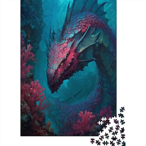 Puzzle 70x50cm/1000pcs pour Adultes Style Serpent de mer Warcraft,pour Femmes Et Hommes,Planche en Bois,Verrouillage De Précision Corail Rouge