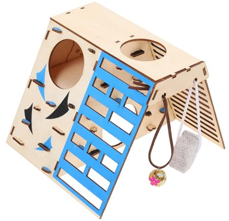 FIXOSHEE Jouet D'activité Et Cachette en Bois pour Hamsters, Pont Passerelle Et Échelle De Fitness, Design Compact pour Petits Animaux De Compagnie, Jeu d'escalade Et Stimulation Ludique