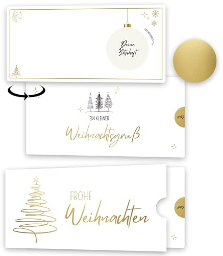 Weihnachtskarte mit Umschlag zum selber ausfüllen – Goldenes Ticket Gutschein Weihnachten – Grußkarte als Rubbelkarte für Freund Freundin Familie – Weihnachtsgrußkarte zum Rubbeln (1 Stück)