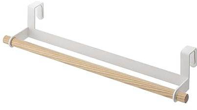 Yamazaki 3153 Tosca Handtuchhalter L, weiß, Stahl/Holz, Minimalistisches Design, 33 x 7,5 x 6 cm (LxBxH)