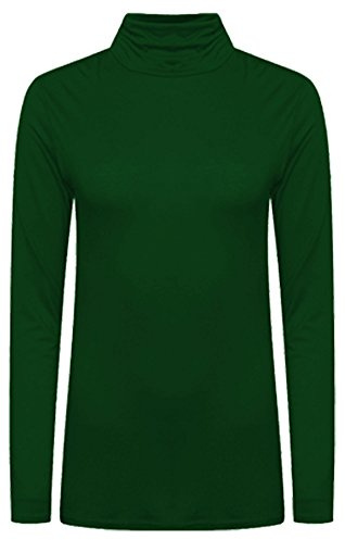Candid Styles Womens Ladies Polo Roll Neck Long Sleeve Turtle Neck Plain Jumper Top 8 26, M/L 12-14, Bottle Green…