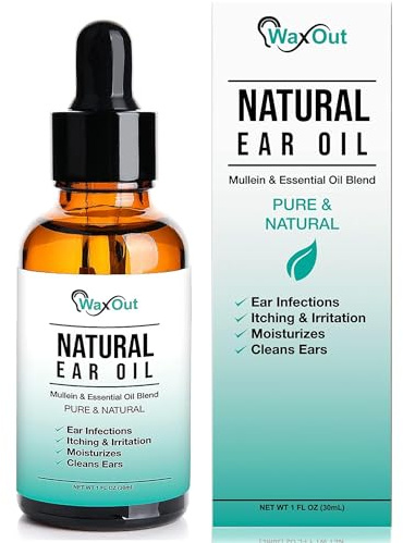 Natural Mullein Ear Wax Removal Oil & Cleaner with Garlic | Pain & Earache Drops | Earwax Softener, Moisturizer & Allergy Soothing | Tinnitus, Itching, Ringing, Infections & Clogged Ears