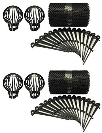 Selections Gutter Protection Mesh Guard (2 x 6m Rolls) & Downpipe Filter Guards (Pack of 4)
