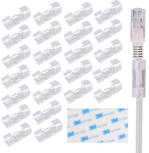 Kabelclips Nabance 60 Stk Kabelclips Kabelhalter Selbstklebende Kabelklemme Set für Schreibtisch, Netzkabel USB Ladekabel und Kabelführung 60 Stück Transparent