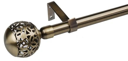 LOLAhome Set de Barra de Cortina Extensible de 122 a 211 cm, 2 escuadras y 2 terminales Color Bronce de Metal