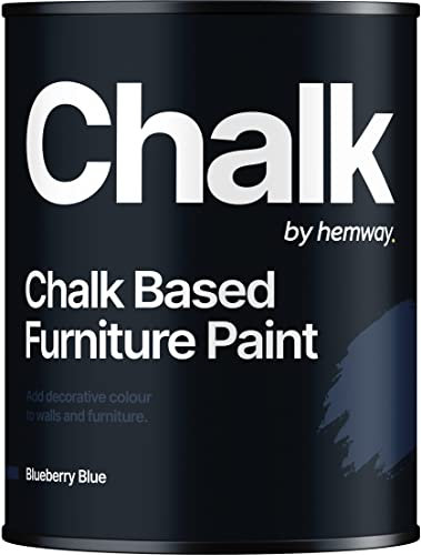 Chalk Based Furniture Paint, Blueberry Blue 1L, Matt Finish Shabby Chic, Chalk Paint Furniture & Walls, Quick Dry & 1 Coat