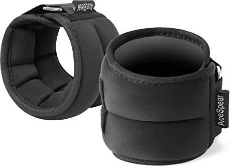 AceSpear Ankle Weights Sets for Men Women Kids 1lb 2lb 3lb 4lb 5lb Leg Weights Arm Wrist Weights Gym for Foot Exercise Training Workout Walking Jogging Yoga (Black, 5 lbs x 2)