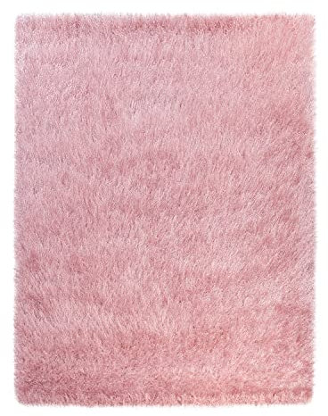TT Home Wohnzimmer Teppich Hochflor Langflor Schlafzimmer Modern Plüschig Unifarben, Farbe: Rosa 5, Größe:60x100 cm
