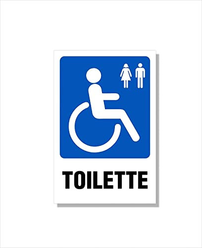 TLDSHOP® - ADESIVO Toilette - Targhetta Adesiva in PVC Morbido - Impermeabile - Per Porte - Misure 100x150 mm - Toilette (DISABILI)