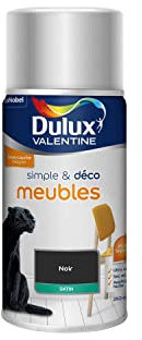 Dulux Valentine Simple & Déco Peinture Intérieure de Rénovation - pour vos Meubles en Bois, Mélaminé, Pvc, Métal Peint - Couleur : Noir Satin - Aérosol 250ml