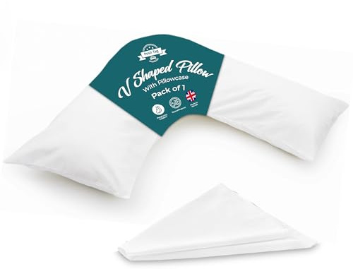 Posh Tag V Pillow with Pillowcase 140 cm x 30 cm, Pregnancy Pillow for Nursing, Orthopedic, Maternity Support, V Shaped Triangle Pillow, Extra Filled Hollow Fiber, Hypoallergenic