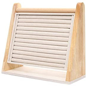 Gittcoll Stand de Rangement Bijoux Bois Massif Grande Capacité Organisateur Suspendu Présentoir avec 10 Fentes Bande pour Broche Boucles D'oreilles Bijoux Bagues Bibelots (Blanc)