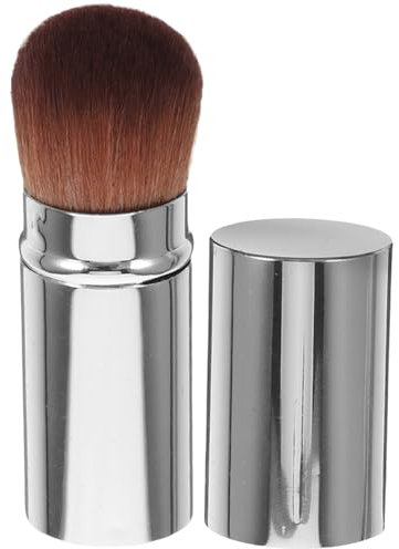 Bare Minerals Einziehbarer Make-up-Pinsel mit Abdeckung - Teleskop-Kabuki-Pinsel für Foundation, Rouge - Metall-Kosmetikbürste