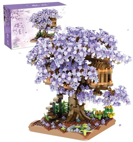 Sakura Arbre Maison Construire Bloc, 13560 Pièces Ensemble de Construction Cabane dans Les Arbres, Sakura Botanical Collection Building Set pour Adultes, Not Compatible with Lego