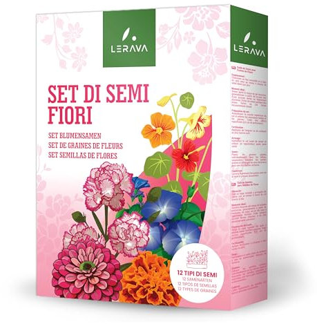 LERAVA® Graines fleurs à semer - Haute qualité et grande diversité - Plantation facile - Germination rapide - Parfait pour un jardin fleuri - Graines de fleurs - Kit de semis - made in Italy