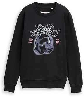 TOM TAILOR Barn pojkar sweatshirt, 36423 – tung svart, 152