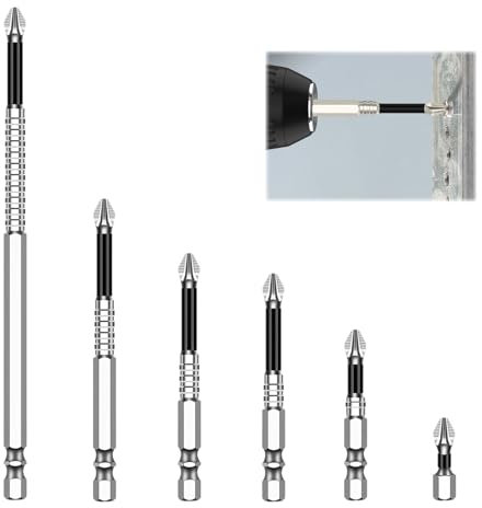 6 Pcs High Magnetic Screwdriver Drill Bit Set, Magnetic Screwdriver Bits, Anti-Slip High Magnetic Drill Bit Set, Durable and Precision Magnetic Drill bits (25mm, 50mm, 65mm, 70mm, 90mm, 150mm)