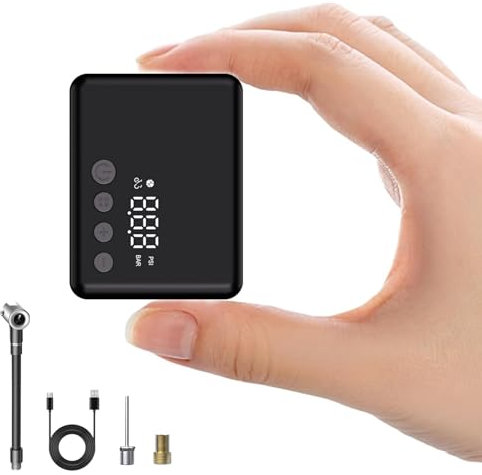 Tavaler Mini Fahrradpumpe Elektrisch | Elektrische Fahrradpumpe Akku mit Manometer | 130PSI Mini Kompressor Fahrrad für Rennrad, E-Bike, Mountainbike, Citybike