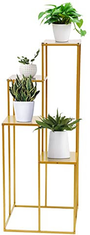 Tyvotrend Soporte para plantas de 4 niveles de metal, taburete para flores, escalera para flores, estantería para plantas, soporte para macetas, para interior y exterior, esquina de la habitación