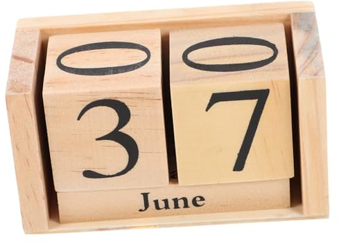 GARIOUANS Elegant Wooden Perpetual Calendar Blocks European Style Desktop Date Display Table Calendar Home Office Supply Decorative Vintage Desk Diary