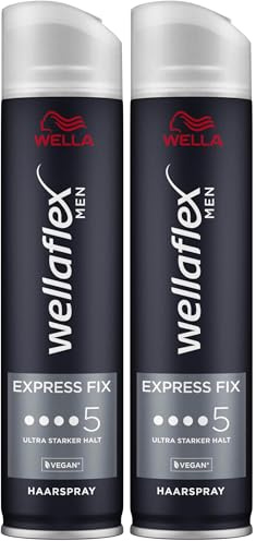 Wellaflex Men Express Fix Laque pour cheveux | Tenue ultra forte | Tenue 48 heures | Laque végétalienne | Testé dermatologiquement | 250 ml (Lot de 2)