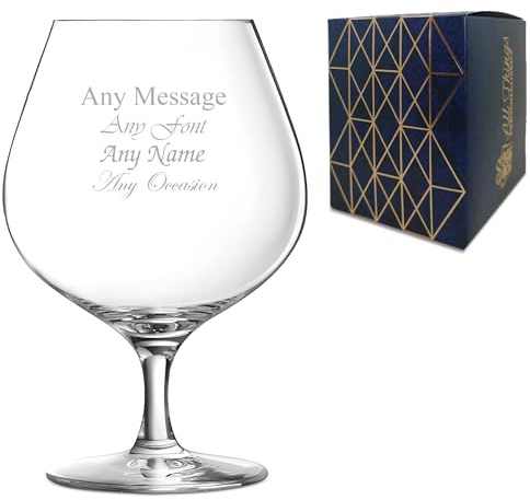 Palloncino grande da brandy con snifter per cognac, personalizzabile con qualsiasi nome o messaggio, incisione laser, confezione regalo inclusa, ricordo su misura per ogni occasione