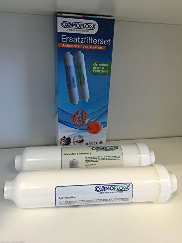 Osmoflow 2-teiliger Filtersatz für 3-stufiges Umkehrosmosesystem, Inline-Sedimentfilter 5 Micron & Inline Aktivkohlefilter, für JBL, Dupla, Dennerle, RDL Group uvm.