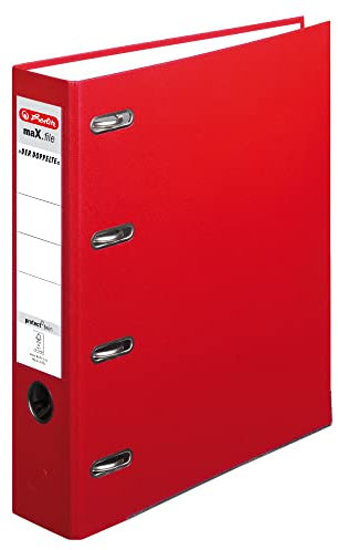 Herlitz 10842268 Doppelordner maX.file protect A4 rot FSC Mixed, 1 Stück
