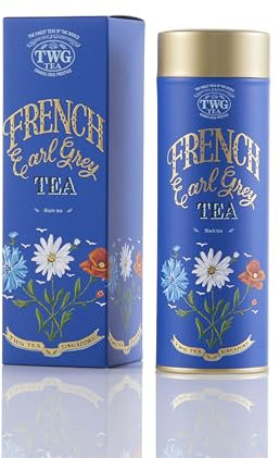 TWG Tea | French Earl Grey | Loose Leaf Black Tea | Bergarmot & Blue Cornflowers | Haute Couture Tin, 100g | Gift Set