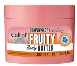Soap & Glory Call of Fruity Body Butter - Moisturizing Body Cream with Vitamin E, Coconut Oil & Aloe Extracts - Tropical Fruits, Juicy Melon & Hibiscus Cocoa Butter for Dehydrated Skin (300ml)