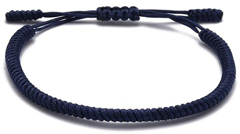 LUCKY BUDDHIST - Tibetisches Glücksarmband + Buddhistisches Geschenk! Für Männer, Frauen, Teen. Geflochtene Freundschaftsarmbänder, Handgefertigt. Einstellbares Armband für das Handgelenk –Dunkel Blau