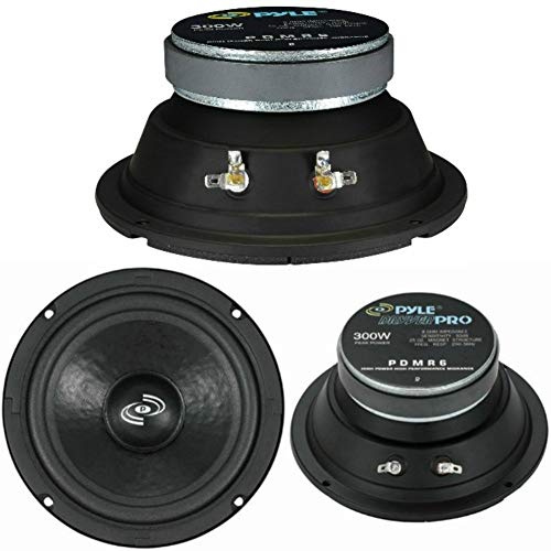 1 midrange PYLE PDMR6 Difusor altavoz 16,50 cm, 165 mm, 150 W, RMS y 300 W max impedence 8 ohm para DJ, fiesta, discoteca, coche, 1 piezo