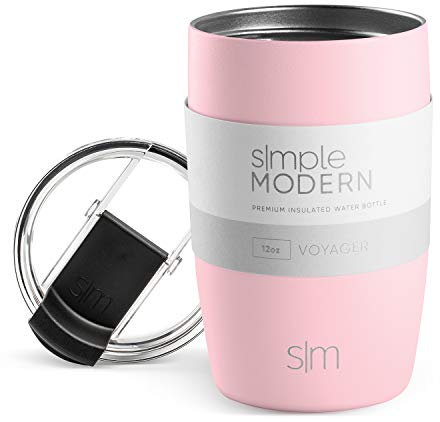 Simple Modern Tazza Termica Caffe con Coperchio a Ribalta | Tazza Viaggio Caffè Freddo Termica in Acciaio Inossidabile Isolata | Regali per Donne & Uomini | Voyager | 350ml | Blush