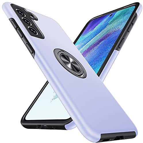 Anqrp Hidden Series Galaxy S21 FE 5G Case, [Built in Kickstand] [Military Shockproof] Rotating Stand Metal Plate Multilayer Protective Cover Case for Samsung Galaxy S21 FE, Purple