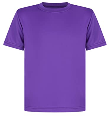 Athletic Sportswear Kids T Shirts Football Tops Gym Boys Girls School P.E Sports Fitness Running Top T-Shirt (11-12 Years, Purple)
