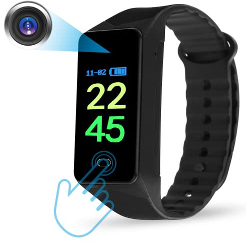 OTADUG Camera Espion, 1080P Caméra Espion Cachées avec Enregistrement Audio et Vidéo avec Carte SD de 32 Go, Bracelet Mini Caméra de Surveillance avec Affichage de l'heure