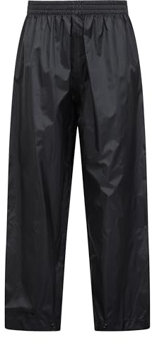Mountain Warehouse Pakka Kids Waterproof Over Trousers - Taped Seams Rain Pants, Lightweight, Rip-Stop, Packaway Bag - for Autumn Winter, Walking, Travelling Black Kids Size 11-12 Years