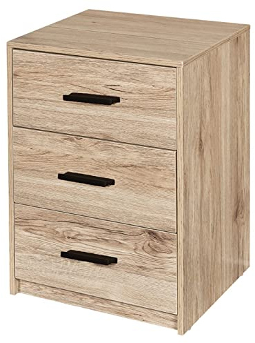 URBNLIVING Oak Wooden Bedroom Furniture Cabinet Chest of Drawers Dressing Table Wardrobe - 3 Draw Cabinet