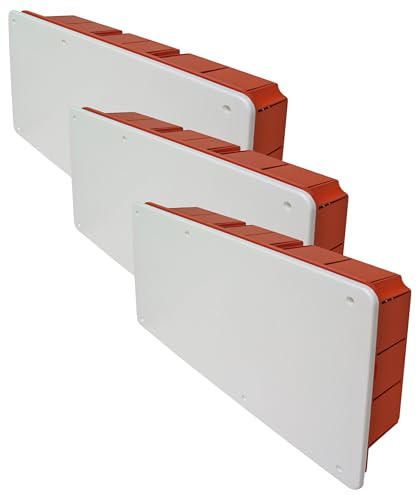 Poly Pool PP0591 Scatola di derivazione da incasso con coperchio, dim. est. 296x153x70mm, Bianco (Confezione da 3)