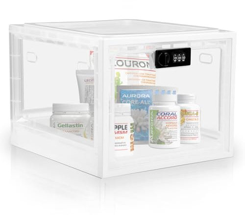TOPEV Medicine Storage Box, Lockable Storage Box, Money Box, Large Combination Lock Box, for Medicine Phone Food Cosmetics, Material Safety Transparent 303 x 236 x 193mm