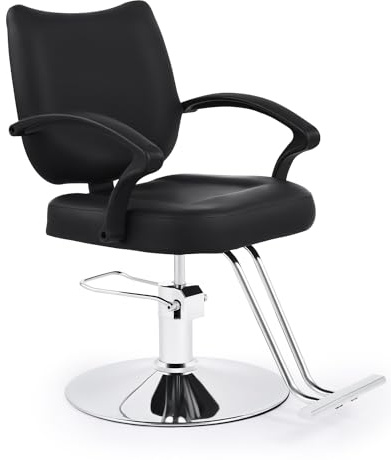 CO-Z Barber Chair, Salon Chair for Hair Stylist with 360° Swivel 15 cm Adjustable Height, Hydraulic Stylist Chair with Weighted Steel Base 250 kg Capacity for Beauty Salon Barber Shop Tattoo Parlor