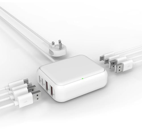 Qurzou USB Charging Station 40W, 8 Port USB C Charger Hub Multiport,PD Fast Charger Dock for iPhone,iPad,Samsung, Tablets,Fan