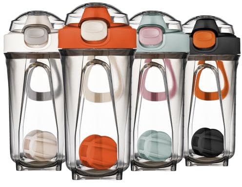 Mecmbj Protein Shaker, 500 ml, Orange, Mixing Ball, Leak-proof Lid, Gym, Outdoor Sports, Picnics, Camping