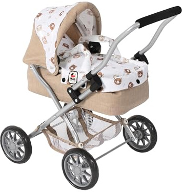 Bayer Chic 2000 - Passeggino per bambole Smarty, piccolo passeggino per bambini dai 2 anni in su, passeggino giocattolo, orsetto, beige