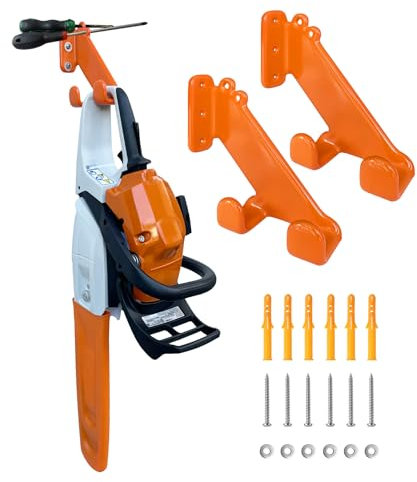 OSROENE Lot de 2 supports muraux pour tronçonneuse - Support mural robuste pour tronçonneuse - Organisation de garage, garage, abri de jardin