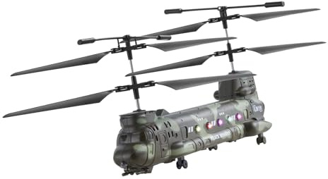 VEVOR Hélicoptère télécommandé Militaire 2,4 GHz, Avion RC 3,5 canaux, autonomie de vol de 20 Min, décollage/atterrissage à Une Touche et lumières LED, Jouet d'avion Volant pour Enfants 8 Ans et Plus