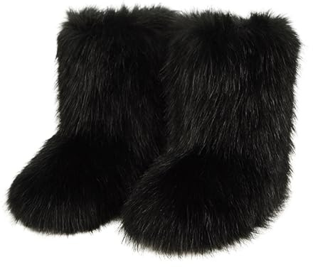Botte en Fausse Fourrure pour Femmes 36-44, Bottes de Neige en Fausse Femme Hiver Chaude Confortable pour Extérieur et Intérieur par Temps Froid n25