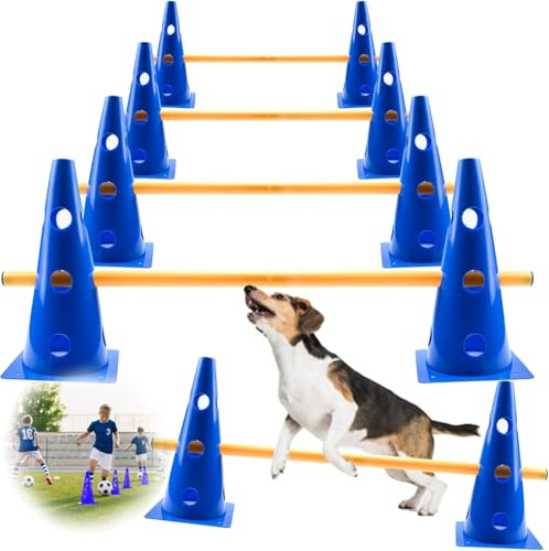 FARYODI Sporthaklappsset, agility-set hundar, hinder hobby horsing, hundsport, cavaletti hinder för agilityträning, barn och hästar, 23 cm höjd, 5 stänger 80 cm lång