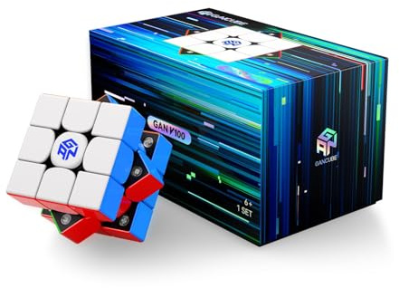 GAN V100 Maglev Speed Cube 3x3 Magnético, Cubo Mágico con Posicionamiento Omnidireccional, 64g, Profesional Cubos de Velocidad, Rompecabezas para Adultos y Niños, Superficie Interior Negro 55mm, Frost